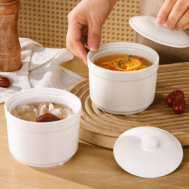Earthenware soup stewing pot for homewater-proof stewing ceramic pot steamed egg with lid egg custard single serving small soup cup stewing pot soup