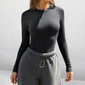Fashion2025new arrivaly2k clothes threaded round neck long sleeves t-shirt women's bottomoutwear silm right shoulder hot girltops