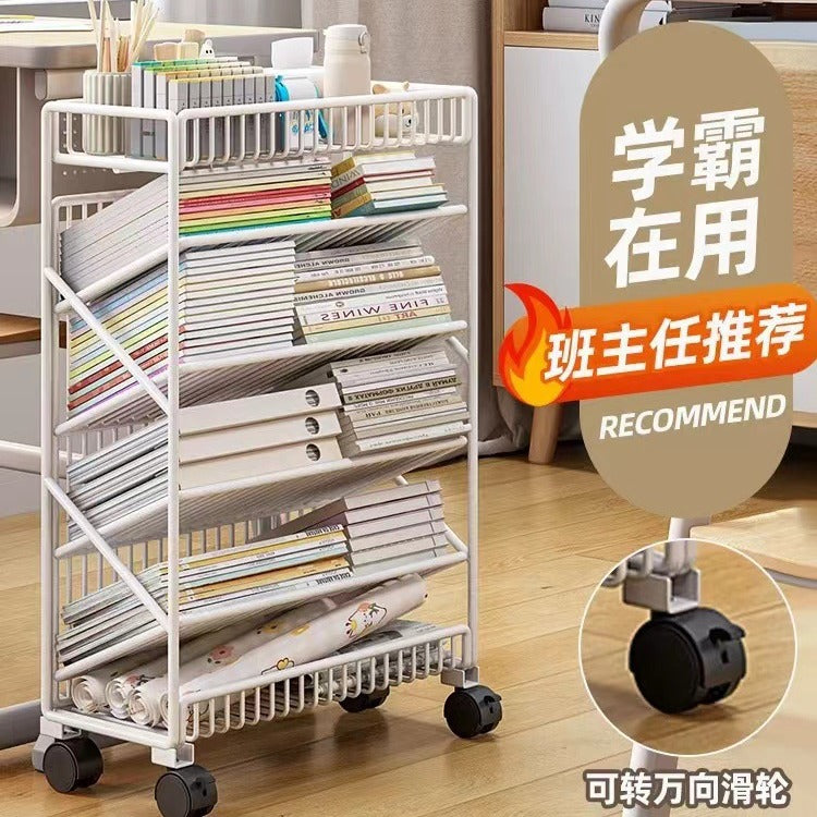 Classroom movable desktop bookshelf student textbook organizer floor storage rack children's home small bookshelf