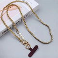 Mobile phone lanyard small fragrant pearl pickup chain long crossbody mobile phone hanging chain metal leather pendant bag chain