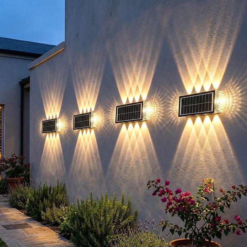Solar powered outdoor wall washer lights - waterproof garden landscape lighting for decorative ambiance