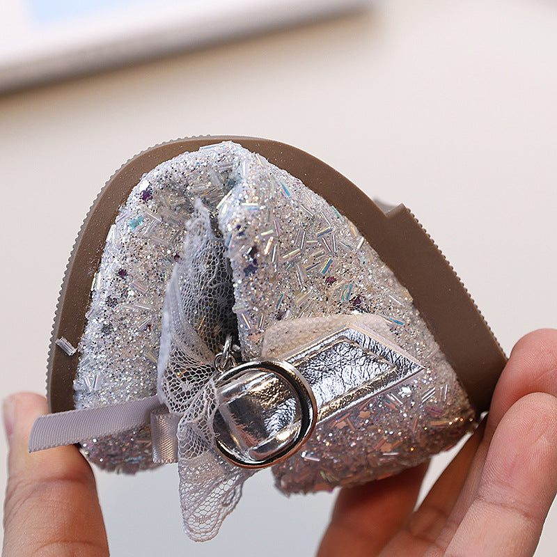 Girls' fashion rhinestone bow princess shoes,  spring/autumn new korean style children's soft sole leather shoes, performance shoes
