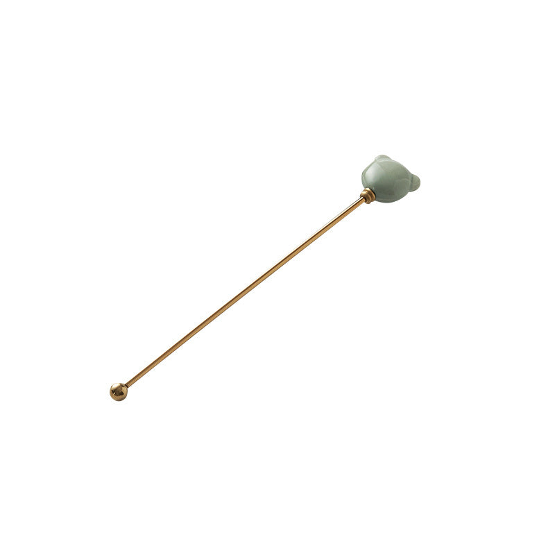 Candy-colored ceramic bear head stirring stick - anti-scald, high-style coffee stirrer & 304 stainless steel wine stirrer