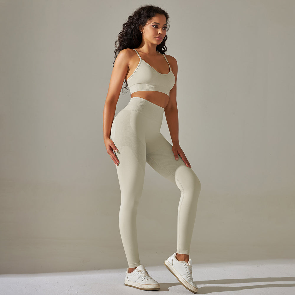 fashion seamless knittingpure color back belly tightening butt lifting intimates yoga suit running fitness nine-point pants