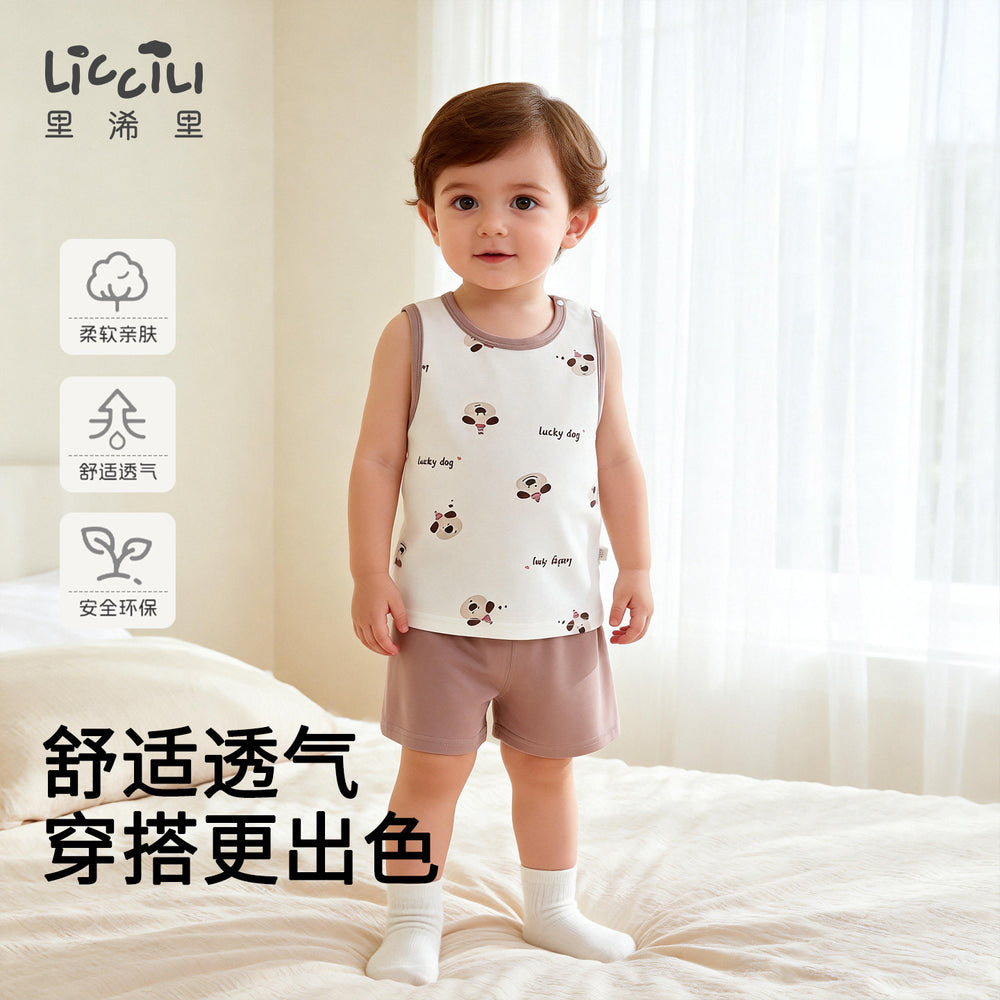 Baby summer tops vest camisole boys and girls pure cotton sleeveless t-shirt boys kids summer thin summer clothes