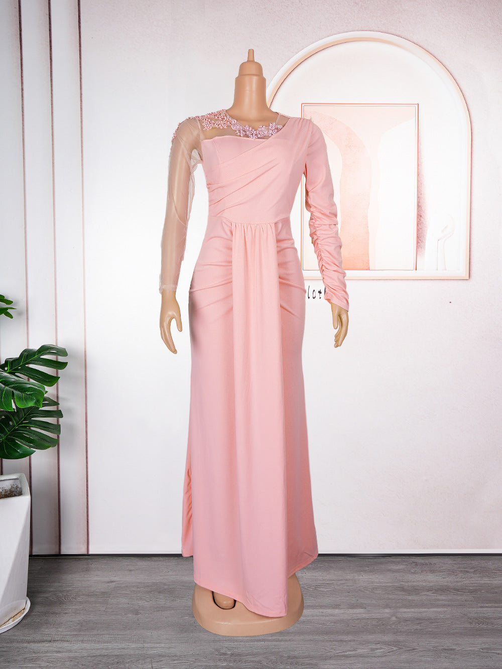 new bridesmaid dresses cross-border e-commerce african women's long sleeve maxi dress  train evening gown