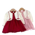 Girls' princess dress - new autumn collection, toddler tulle skirt, korean style, chic baby girl faux two-piece dress - wholesale