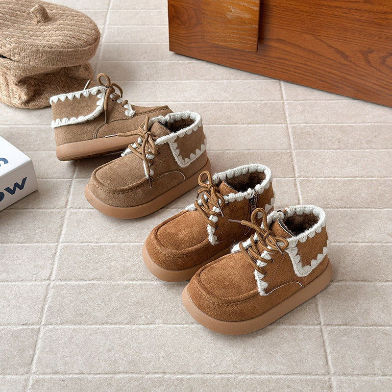 ins French retro Birkenstock velvet Martin boots 2025 autumn and winter new Korean version of girls thick-soled warm cotton boots