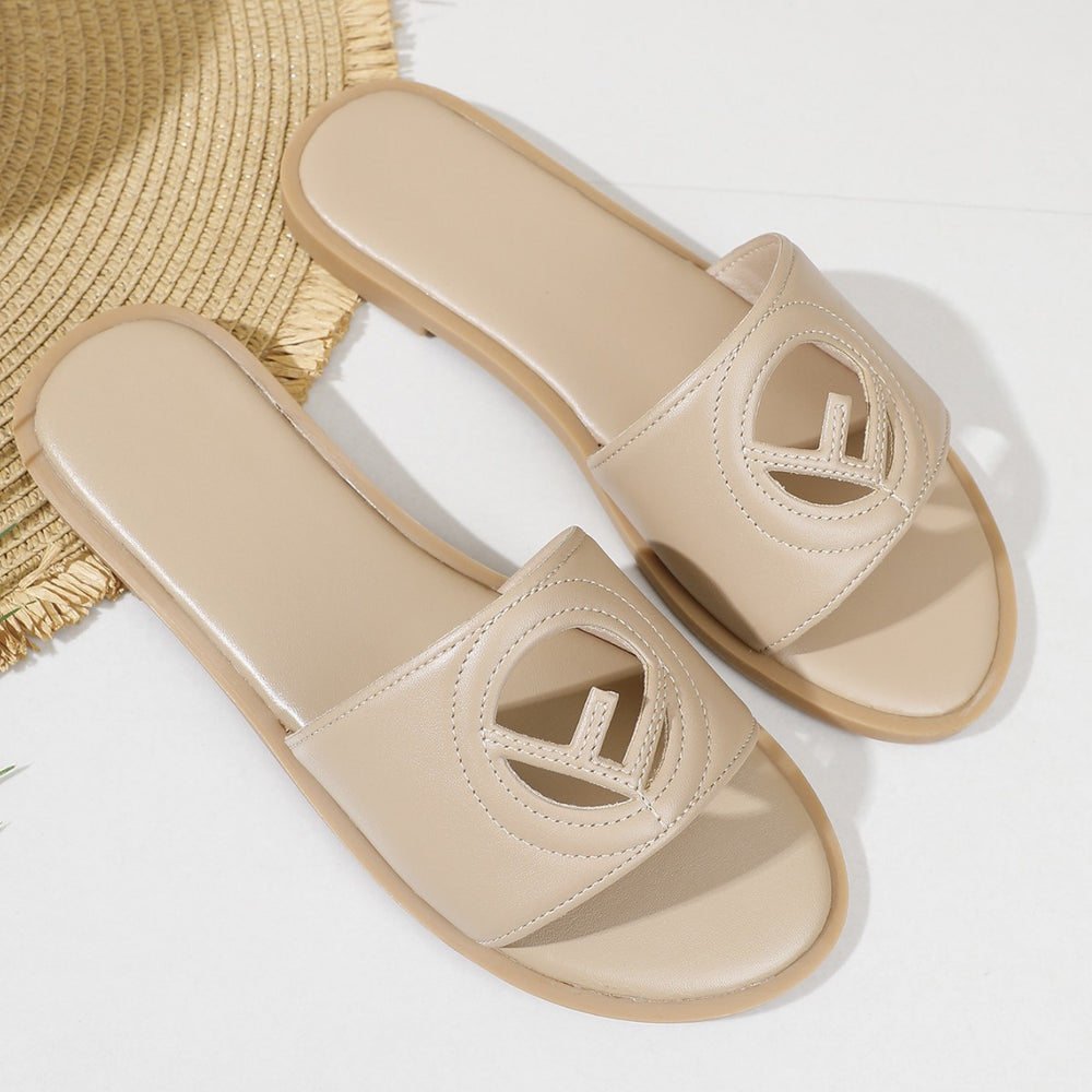 2026 women's summer fashion versatile sandals - ladies' outdoor slippers with hot-pressed electric embroidery and flat letter design