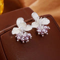 Fresh blue glazed flower crystal tassel stud earrings - exquisite, sophisticated, and stylish earrings for women, perfect for work or everyday wear