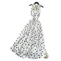French halter sleeveless polka dot pure desire dress women's summer bowstie back backless waist slit large swing skirt