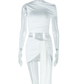 European and american style cross-border sexy women's clothing: comfortable and casual cropped tie-waist solid color dress set, sleeveless round neck two-piece outfit