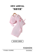 Girls' export dress set: pink suspender dress with long-sleeved floral patchwork outerwear - autumn two-piece outfit for children