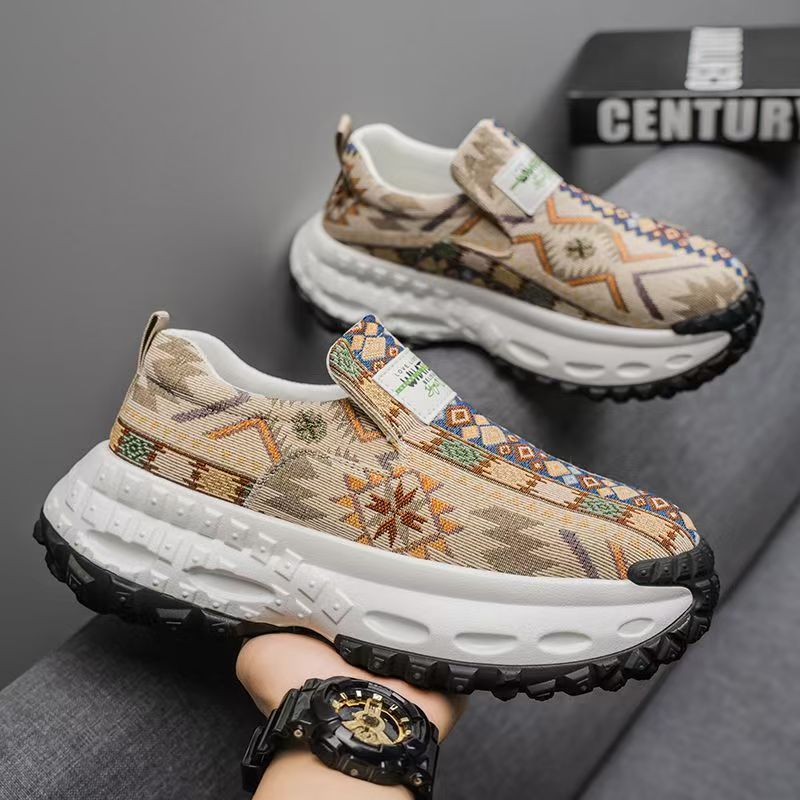 2025 winter new men's chunky platform sneakers - slip-on casual athletic shoes, anti-slip, wear-resistant, and breathable