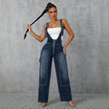 50-65610#  women's fashion european and american style spicy girl overalls jumpsuit wide leg straight leg denim pants