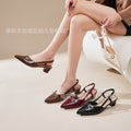 Toe-cap sandals new arrival2026summerfashion glossy pointed toe sandals outwear high heels women's toe-cap back hollow sandals