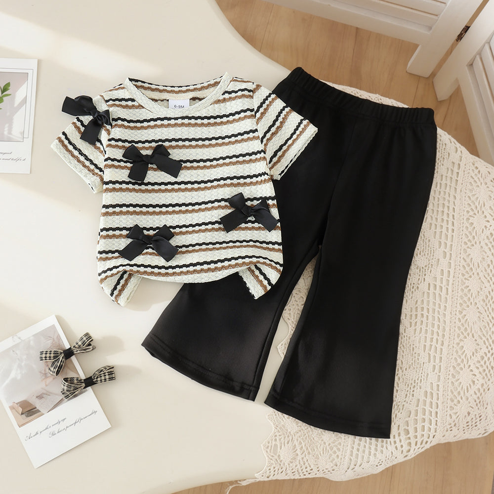 Baby clothing kids set children outfit short-sleeved t-shirt brown pants two-piece set