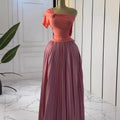 European and american cross-border women's fashion:  autumn new collection - solid color short sleeve bandeau top with asymmetrical neckline, cinched waist, and pleated detailing - elegant two-piece set