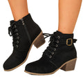 new arrival thick heel short boots women's nubuck leather boots side zipper belt buckle exportplus size women's boots wholesale