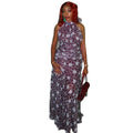 European and american style ins retro floral women's dress - elegant hiking a-line skirt with round neck, sleeveless, and printed design