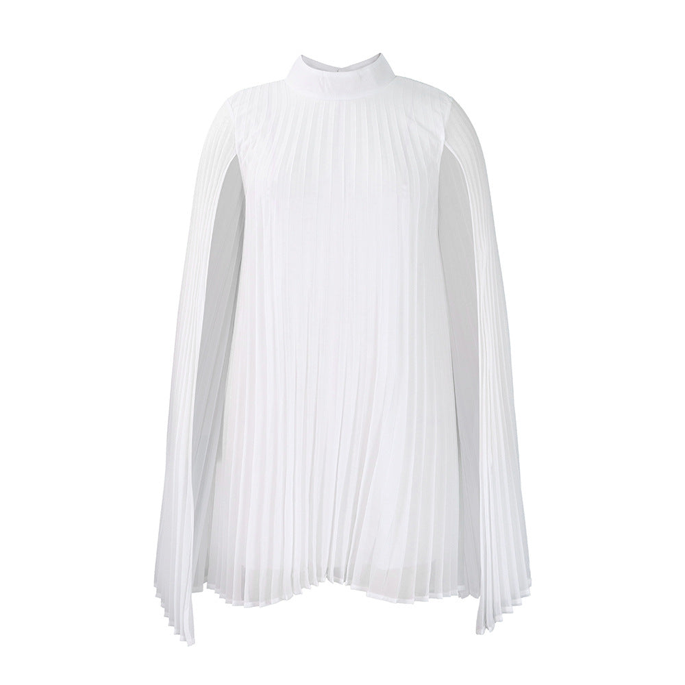 D400  women's clothing 2023 new temperament fashion chiffon pullover cape bat sleeve large size  dress