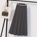 Japanese and korean lazy style asymmetrical square neck design gray dressfrenchclassy sense of wear long skirt suit