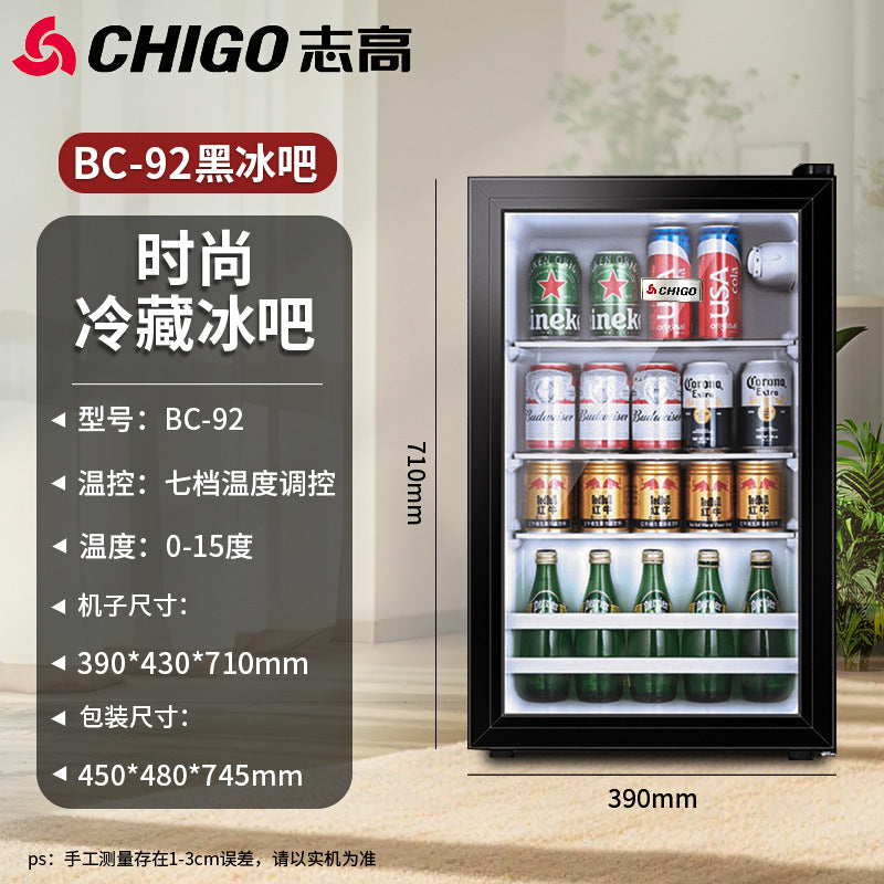 Chigo ice bar hotel b&b refrigerated ice bar small freezer transparent door refrigerator wine cabinet hotel small refrigerator
