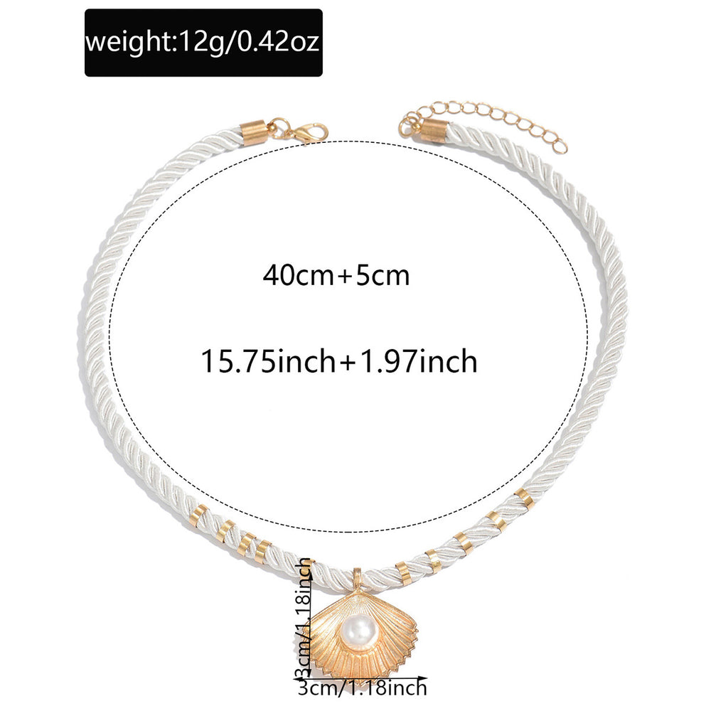 Pearl shell necklace wholesale european and american fashion hot-selling vacation style pendant niche high-end personalized knot necklace