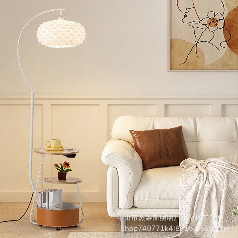 Frenchcasual floor-standing fishing stereo fish scale petals soft light b&b guest room living room multi-functional storage floor lamp