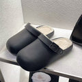 Detachable cotton slippers for women, cute new arrival home heattechthick sole non-slipoutwear, shit-feeling toe-cap stuffed cotton shoes