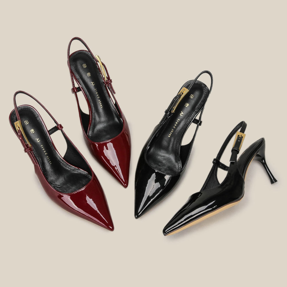 Burgundy high-heeled sandals for women, half-covered toe, open back, pointed toe, stiletto heel, small fragrant style shoes, women's fashion sandals