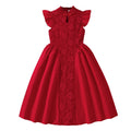 Girldress cross-border children's clothing summernew arrival red chinoiserie heavy industry embroideredpatchwork waist dress princess dress
