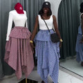 European and american cross-border women's fashion:  summer new arrival - high-waisted, asymmetrical tie-up casual a-line midi skirt