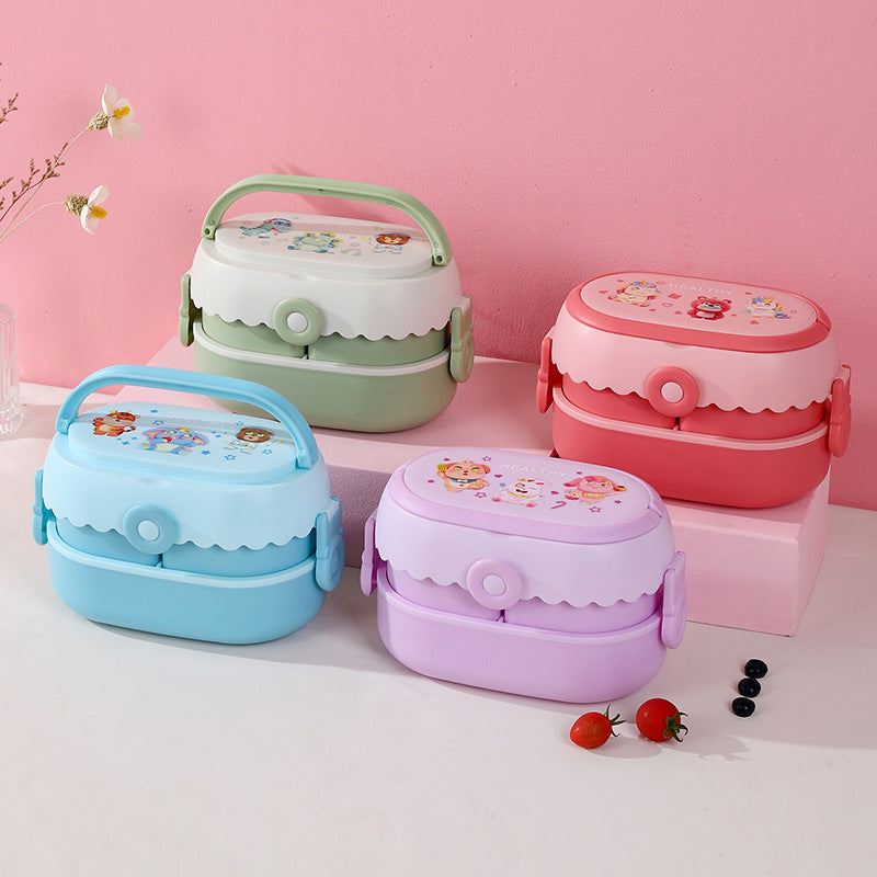 Cute lunch box with dividers, microwaveable bento box for office workers, fruit container, children's spring outing lunch box, picnic box