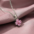 Tz8391 four-leaf clover steel color pink zircon necklace