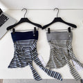Sweet and spicy girl sexy style contrast colorstripestube top suspender women's summer silmtie back waist elegant vestoutwear