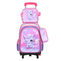 New 3d leather elementary school nylon fabric three-piece set kids' trolley backpack foreign trade lunch bag factory in stock