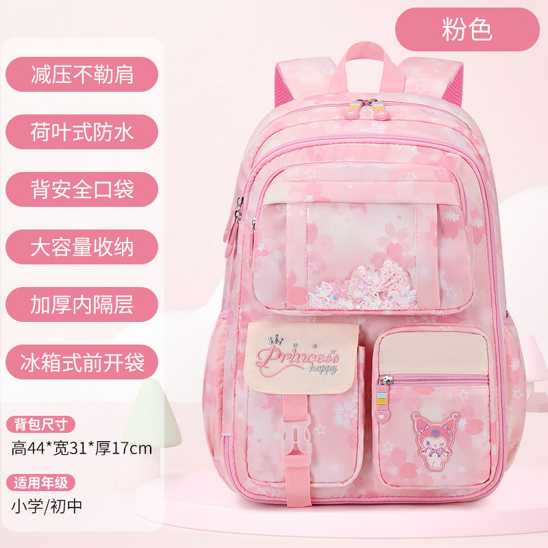 New elementary school backpack for grades 3-6 girls, ultra-lightweight, load-reducing, spine-protecting kids' backpack, middle school student backpack