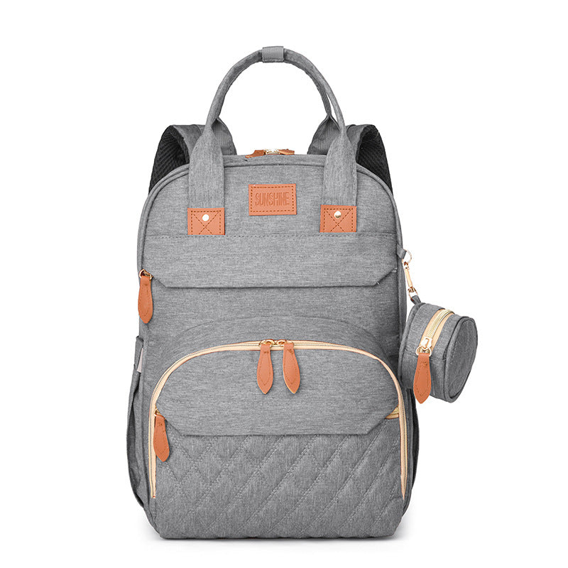 Cross-border customized large-capacity mommy bag, multi-functional mother and baby bag, thermal insulation bottle warehouse, casual outdoor backpack.