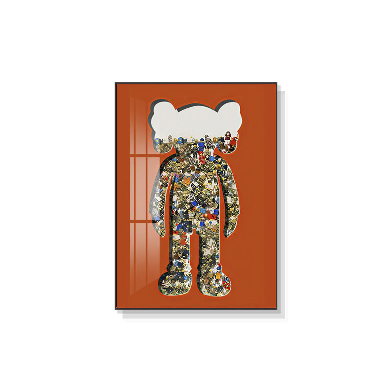 Kaws tide brand living room decorative painting modern real Lego building block cardboard floor hanging painting porch walkway crystal porcelain painting