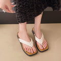 Thick sole square toe flip flops women 2025 summer new arrivalfashionoutwear beach beach retro flip flops