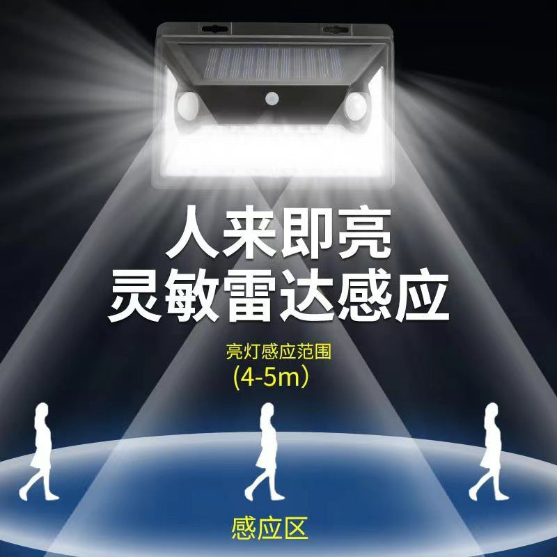 Cross-border solar light 118LED double probe human body induction light landscape courtyard wall light outdoor wall lighting road