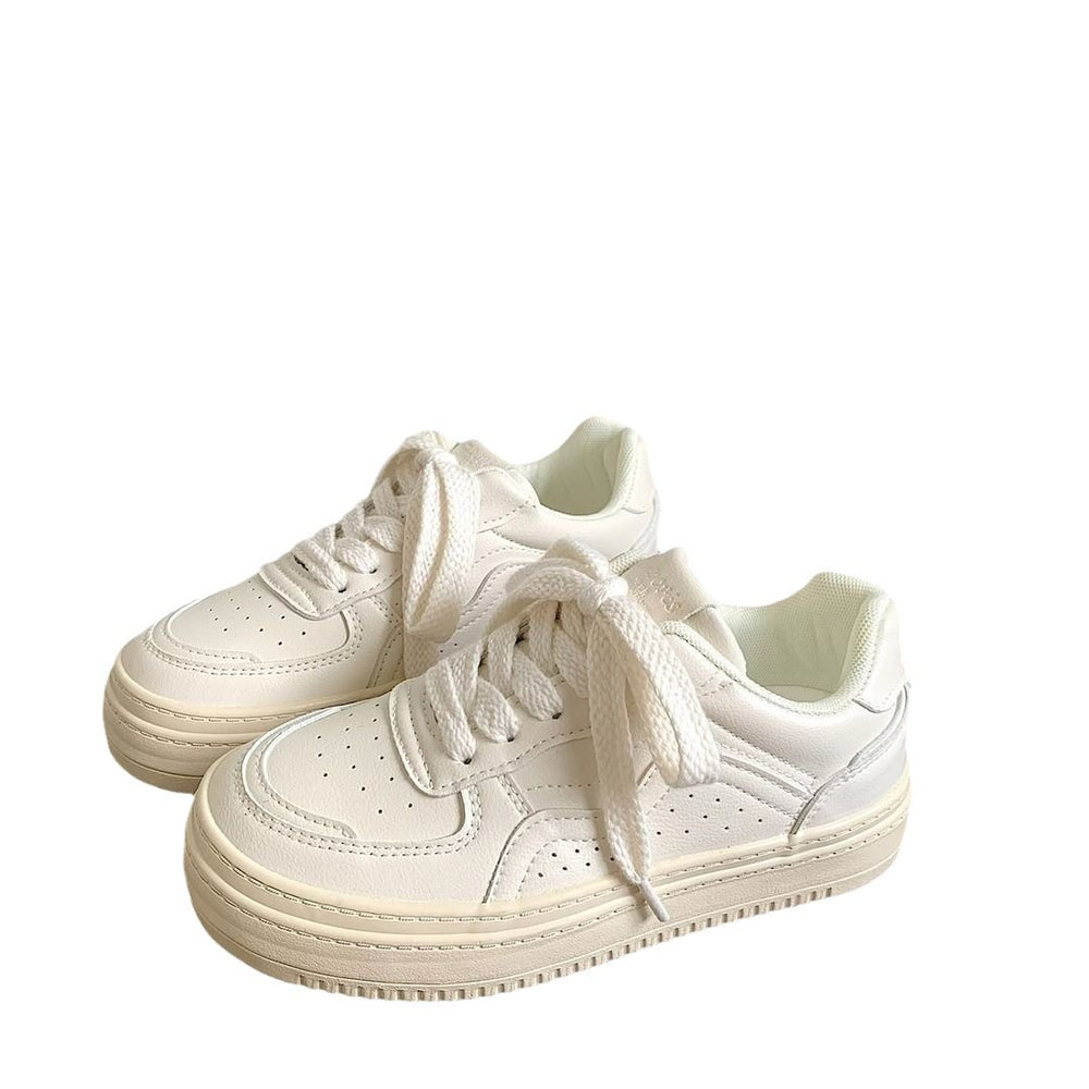 Student height increasing casual sports sneakers 2026 spring/autumn new versatile niche design chunky sole white sneakers for women