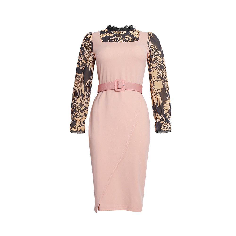 African cross-border sourcing: plus size women's printed dress -  - ol professional pencil skirt + belt