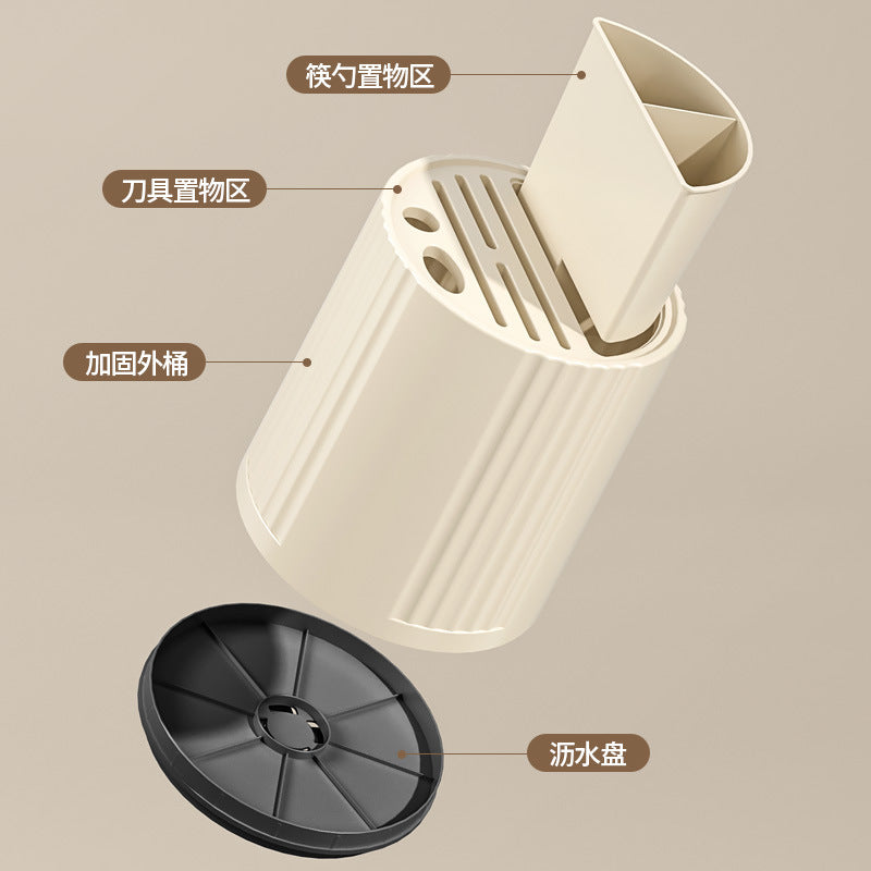Kitchen rotating knife holder - multifunctional countertop organizer for kitchen knives, chopsticks, and utensils