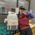 Trendy retro cute color block backpack - japanese style cartoon casual daypack - large capacity student schoolbag