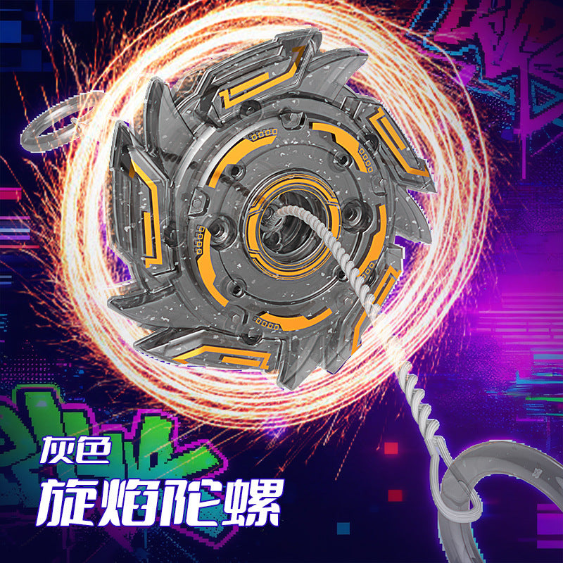 Fire string stone top, cool explosive spark top, kids fun luminous decompression battle gift creative toy