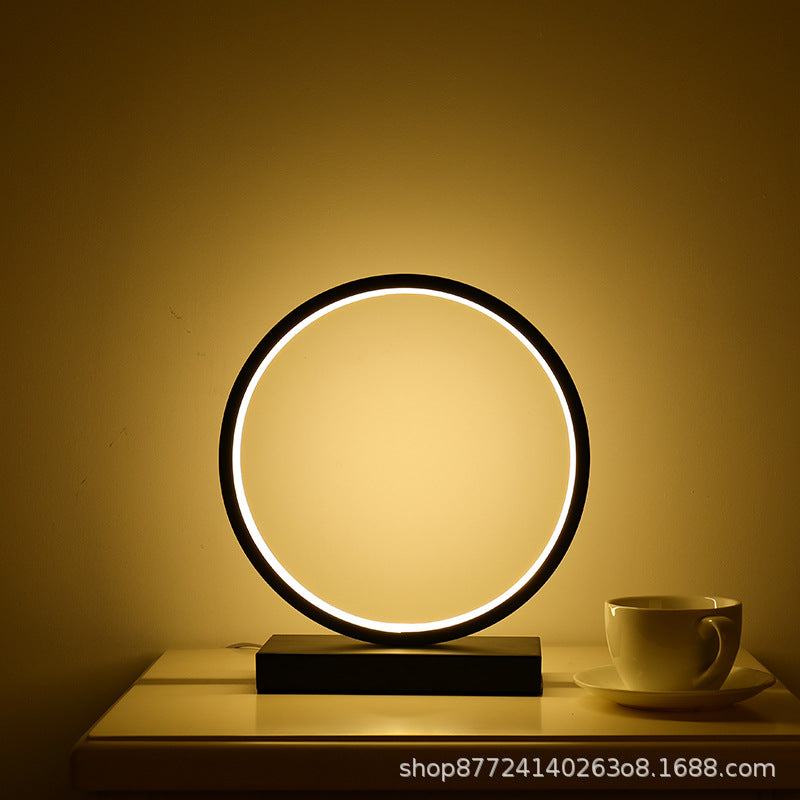 Creative modern minimalist black and white round table lamp - bedroom bedside lamp, living room, study, remote control desk lamp