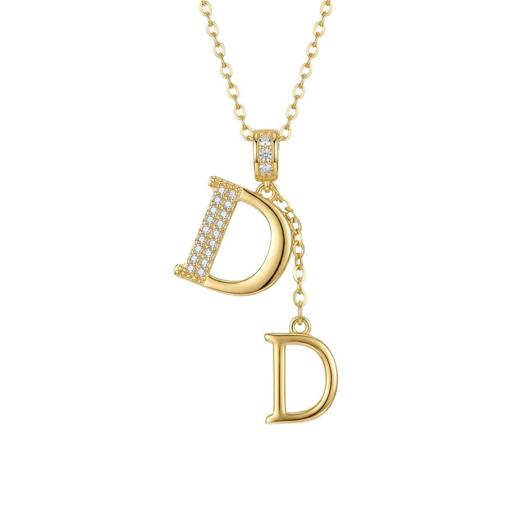 fashion best selling copper inlaid zirconium letter necklace women's light luxury niche style easiest for match non-fading titanium steel clavicle chain jewelry