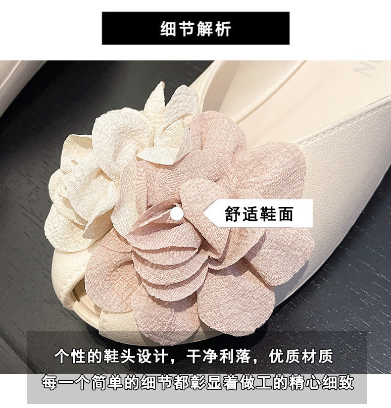 2025 summer new fashion closed-toe flat mules - women's floral low-heel fairy style sandals for dressing up and out, perfect with skirts